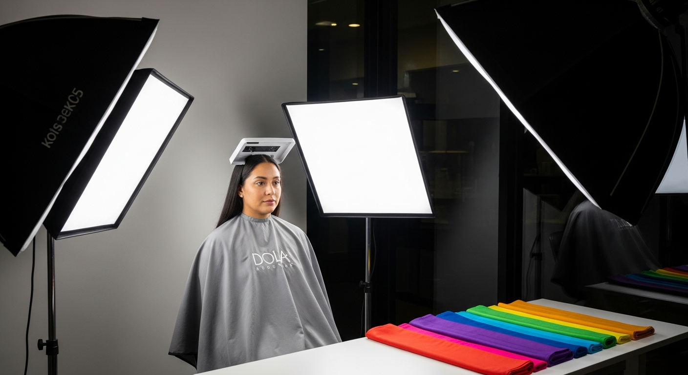 Show the real-world impact of proper daylight-balanced studio lighting on a color analysis session t