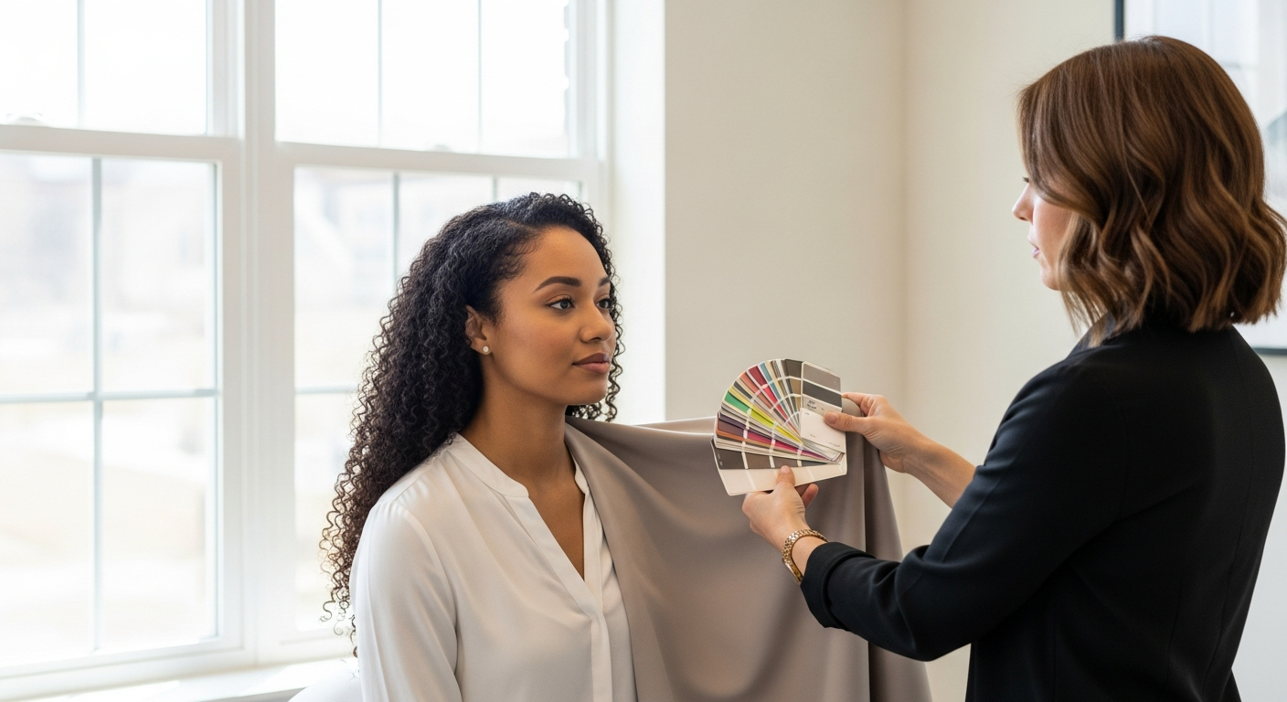 To show an ideal natural daylight setup for a color analysis session.