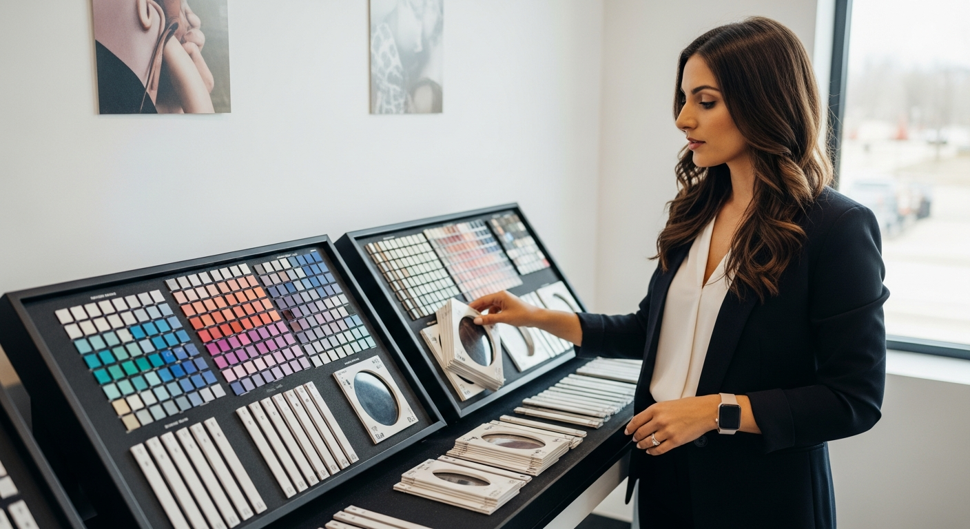 Showcases an extensive 108-frame kit in a professional studio.