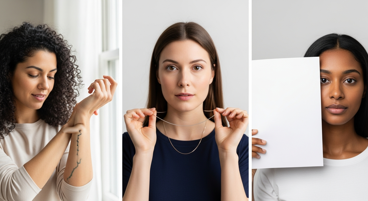 A composite image or collage showing different women performing various undertone tests (vein, jewel